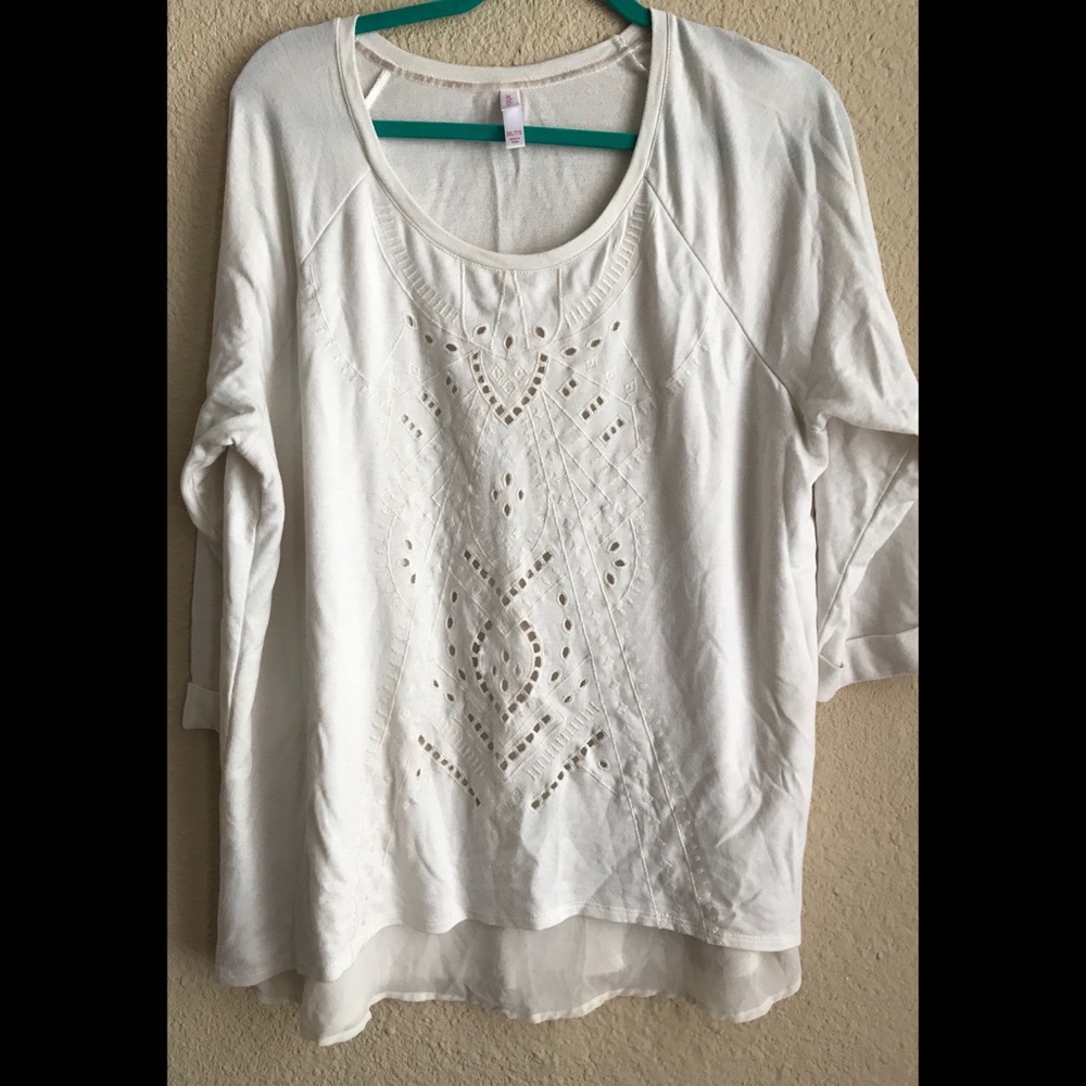 Off White/Cream Layered Embroidered Top